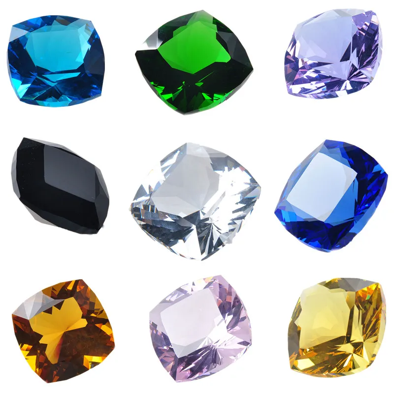 

H&D 55mm Crystal Square Diamond Cut Glass Jewelry Paperweight Personalize Customized Home Wedding Table Centerpiece Decorations