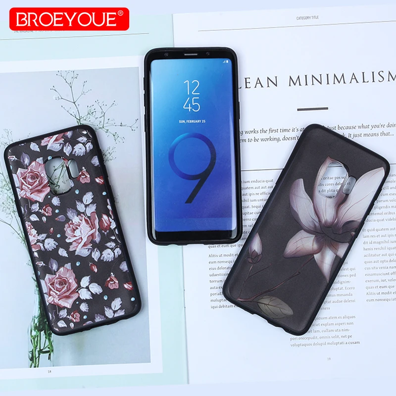 

BROEYOUE Case For Samsung Galaxy S7 Fitted Case S7 Edge S8 Plus 3D Relief Soft TPU Case For Samsung Galaxy S7 S7 Edge S9 S9 Plus
