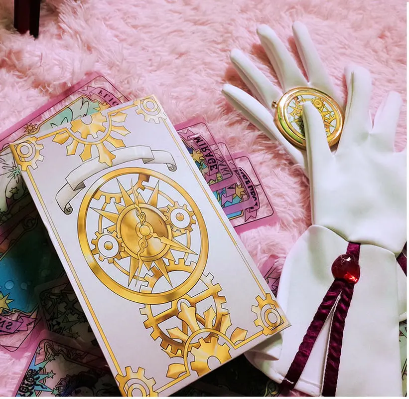

Japanese Anime Card Captor Kinomoto Sakura Tarot Cards CLEAR CARD Cardcaptor Transparent pvc Magic box Cards Cosplay Props