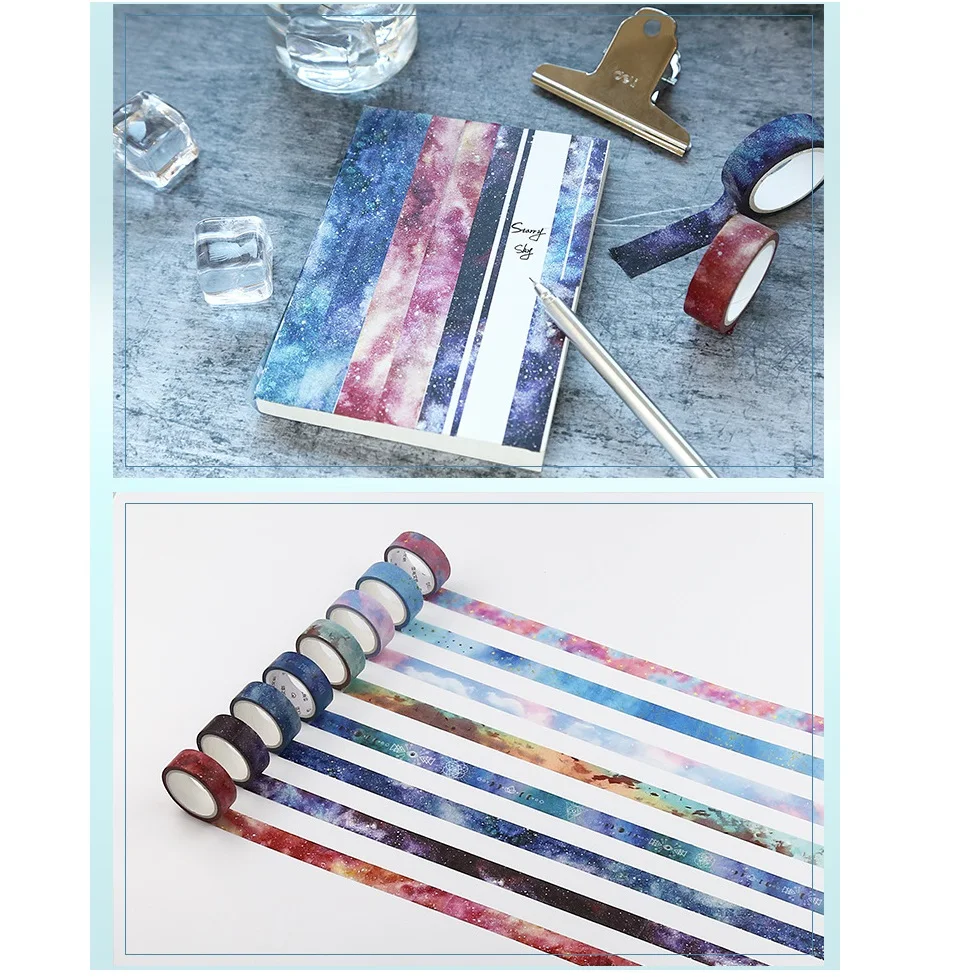 

8 pcs Starry sky washi tape set Galaxy stars masking tapes Decoration stickers scrapbooking ablum frame diary Stationery A6013