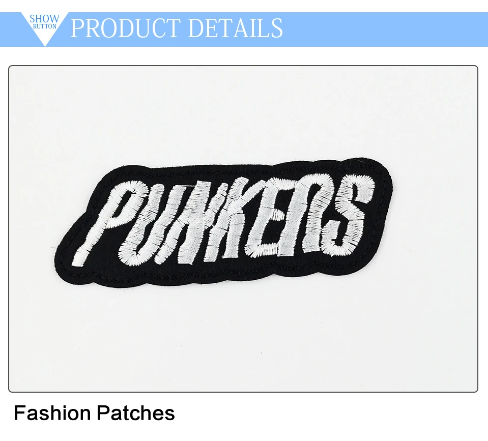 02  Black Embroidery Iron On Patches Stars Anchor Diamond Panther Punk Rock Patch DIY Badges For Clothes Jacket Clothing