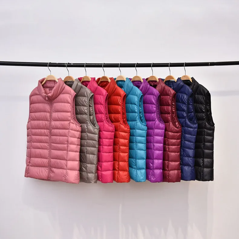 New Women Vests Winter Ultra Light White Duck Down Vest Female Slim Sleeveless Jacket Women's Windproof Warm Waistcoat D186