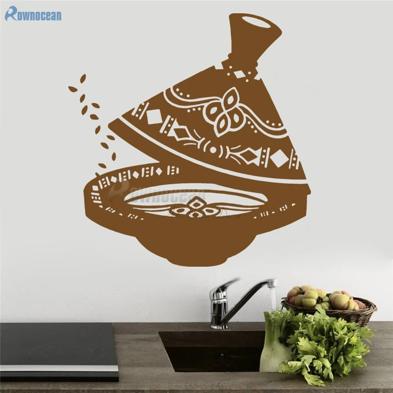 Retro vintage Teaware Home Decor Art Tea Utensils Kitchen Wall Stickers Vinyl Removable Home Decoration DIY cuisine muraux D588