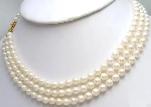 

ddh002036 TRIPLE STRANDS SOUTH SEA 9-10MM WHITE PEARL NECKLACE 14k/20