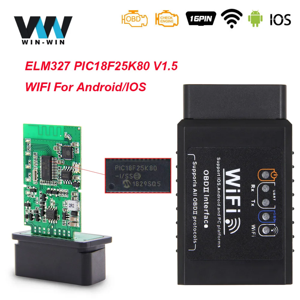 ELM 327 V1.5 OBD2 wifi сканер для Android/IOS OBD 2 OBD2 автомобильный диагностический инструмент elm327 V1.5 с PIC18F25K80 wifi сканирующий инструмент