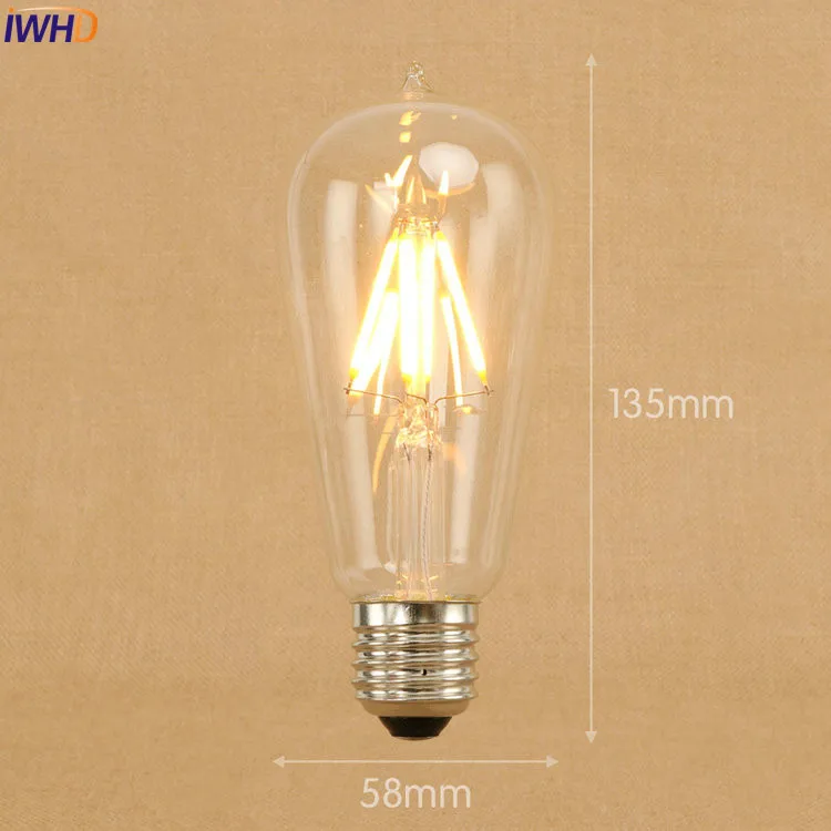 IWHD Bombilla Edison Лампа 220V E27 4 Вт lambadas Винтаж светильник лампа подвесной светильник в стиле ретро ампулы Decoratives A19 G80 G95 ST64 ST58 - Цвет: ST58
