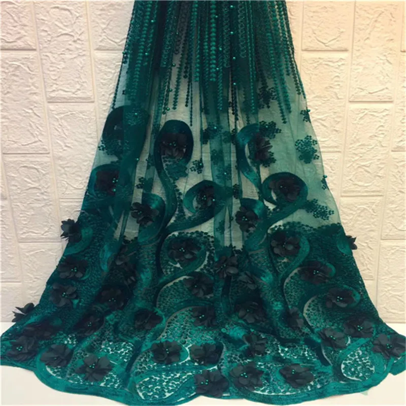 

High Quality 3D flower lace tulle fabric high quality beaded french lace fabric wholesale dubai french lace for wedding party