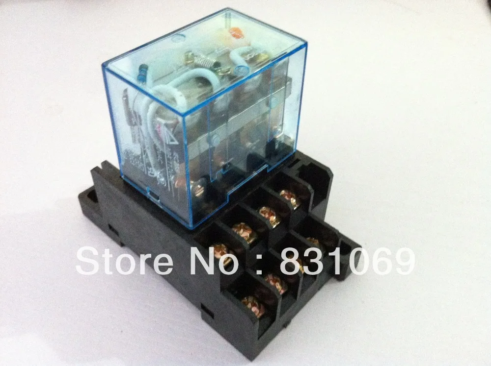 

5 Sets Free Shipping LY4NJ HH64P DC 24V 14PIN 10A Power Relay Coil 4PDT With PTF14A Socket Base