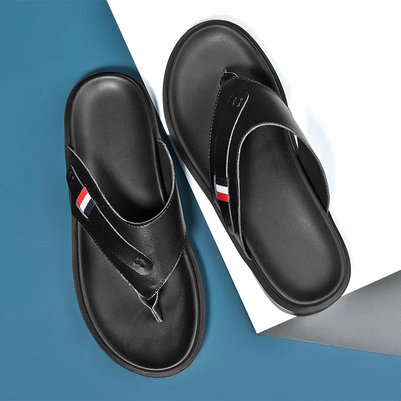 SUROM/ г.; летние мужские шлепанцы; качественные мягкие удобные шлепанцы; нескользящая резиновая пляжная обувь; модная мужская обувь на плоской подошве