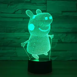 Piggy светодио дный 7 цветов светодиодный визуальный 3D ночник Иллюзия атмосфера ночники 1260