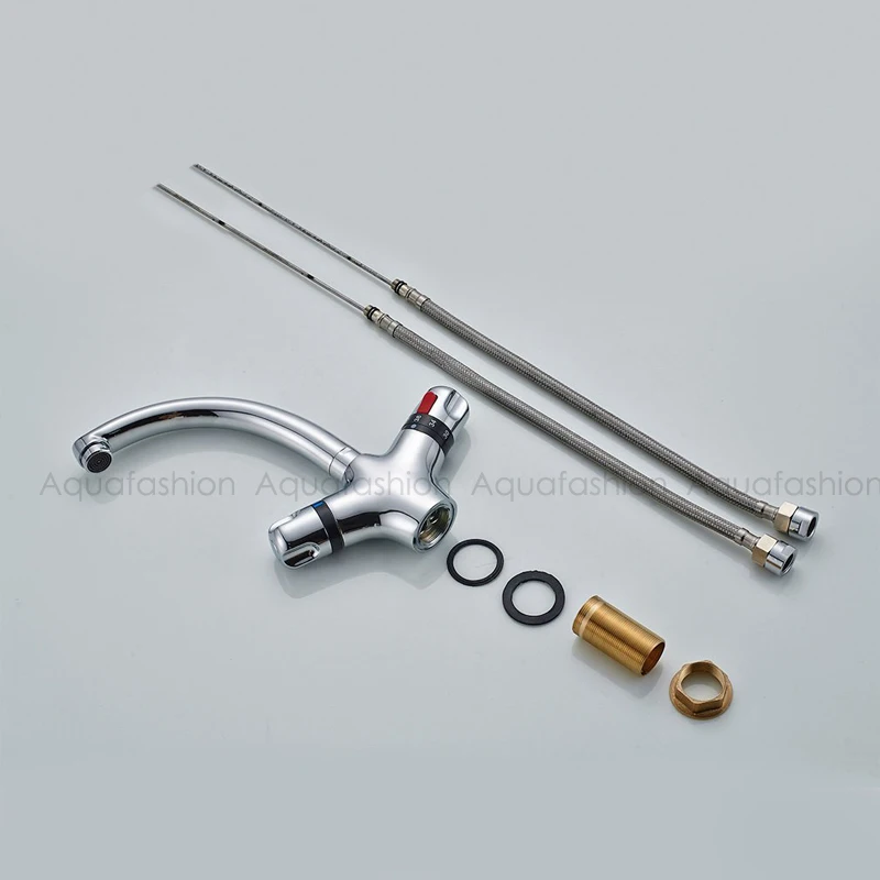  Thermostatic Faucet Kitchen Mixer Tap Flexible Swivel Spout Kitchen Faucets Hot and Cold Thermostat - 32838297926