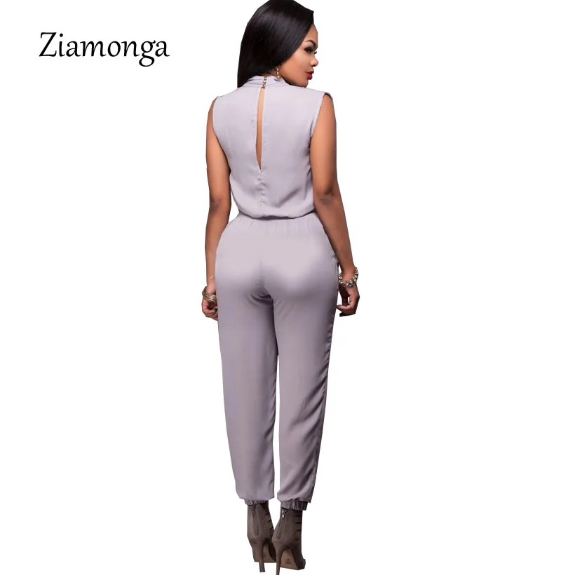 Ziamonga длинные штаны женские комбинезоны без рукавов с v-образным вырезом элегантные женские комбинезоны с высокой талией женские облегающие комбинезоны