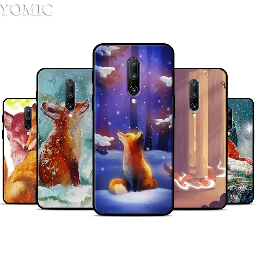 lovely cute snow fox Silicone Case for font b Oneplus b font font b 7 b