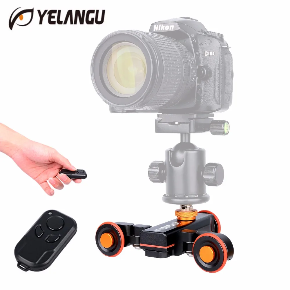 Yelangu Electric Motorized Autodolly Car Wireless Remote Control Video Track Rail Slider Skater Dolly for Canon Nikon SLR Mobile Yelangu Electric Motorized Autodolly Car Wireless Remote Control Video Track Rail Slider Skater Dolly for Canon Nikon SLR Mobile