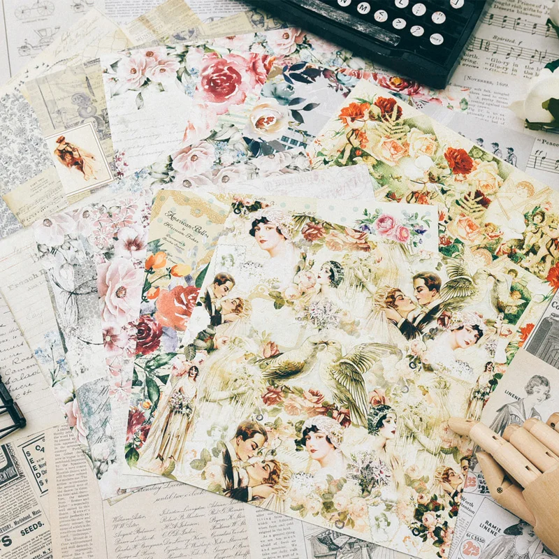 Kaufen 24 blatt Doppel seite Gedruckt Vintage muster DIY Scrapbooking Hintergrund Papier pack kreative handwerk kunst papier handgemachte kit set