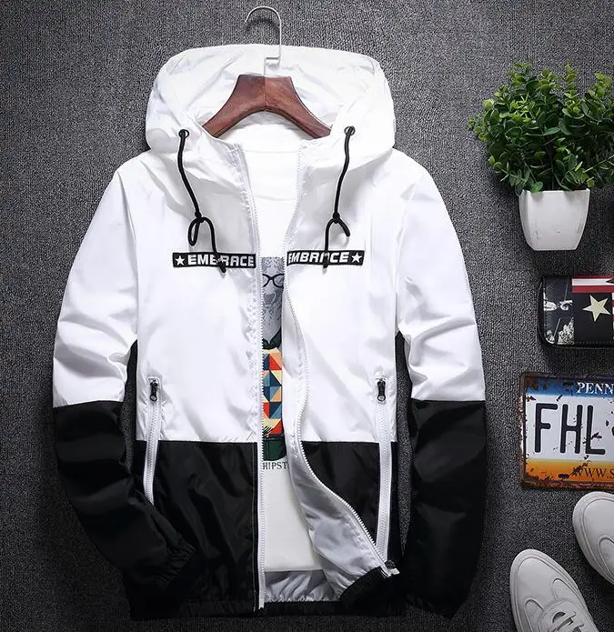 

yizlo anorak jacket windbreaker men jaqueta masculina zipper patchwork waterproof jackets streetwear autumn bomber jacket 4XL