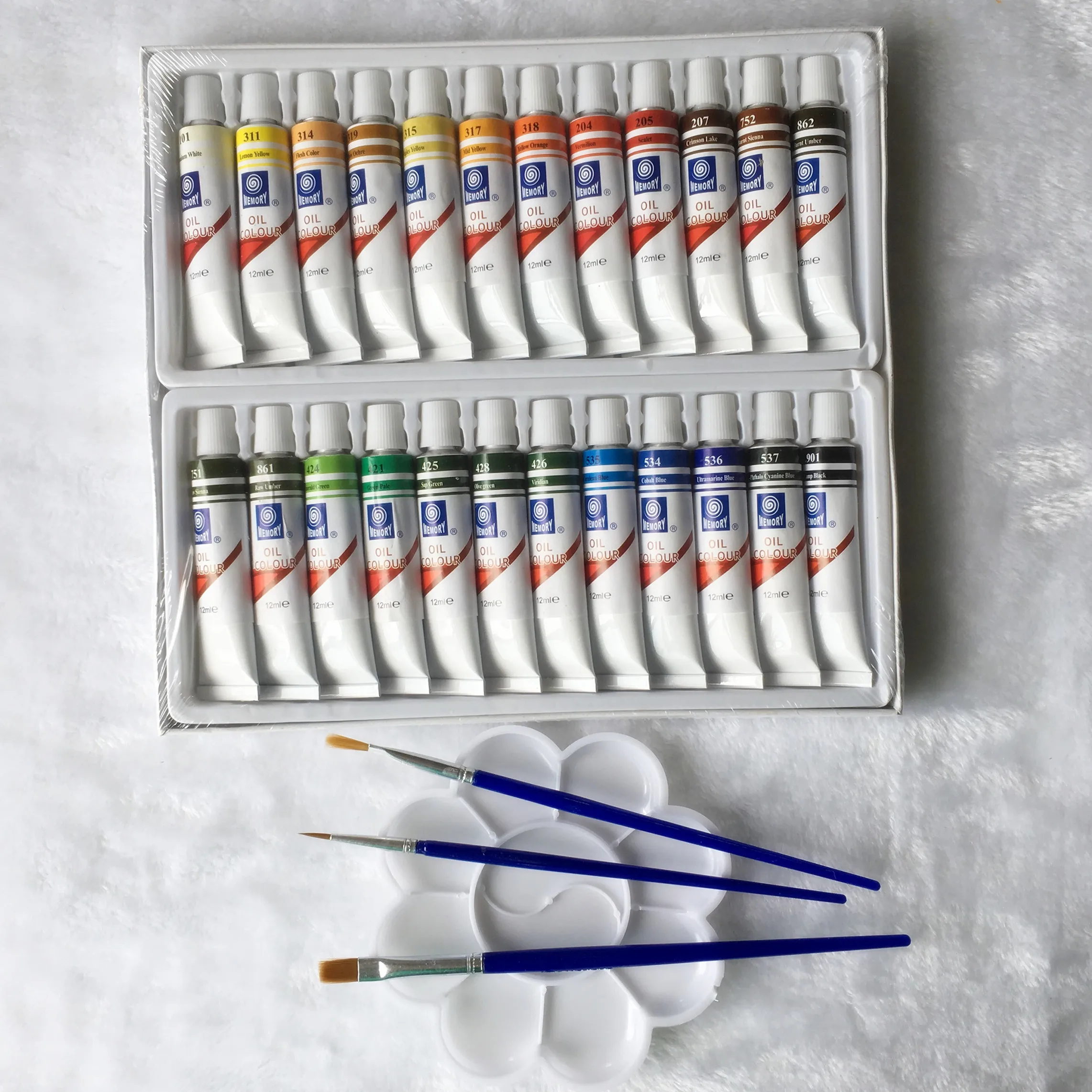 Professional Oil Paint Canvas Pigment Art Supplies Paints Each Tube Drawing 12 ML 24 Colors Set Free For Brush And Paint Tray