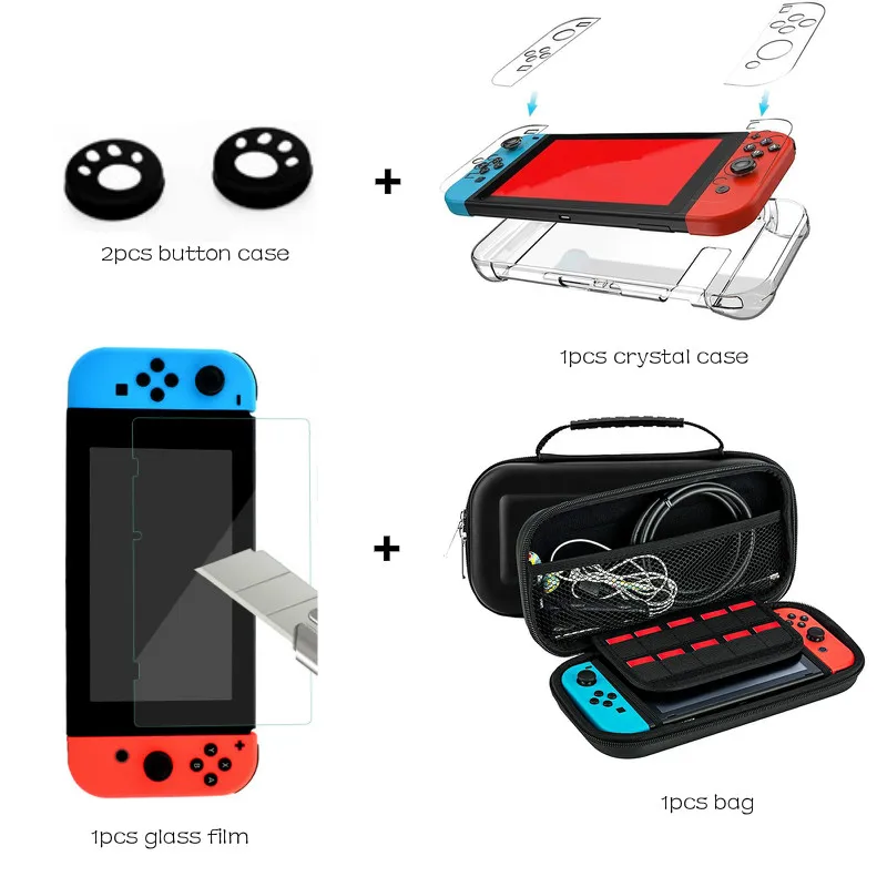 

Detachable Crystal PC Transparent Case For Nintendo Nintend Switch Accessories NS NX Cases Hard Clear Back Cover Shell Bag