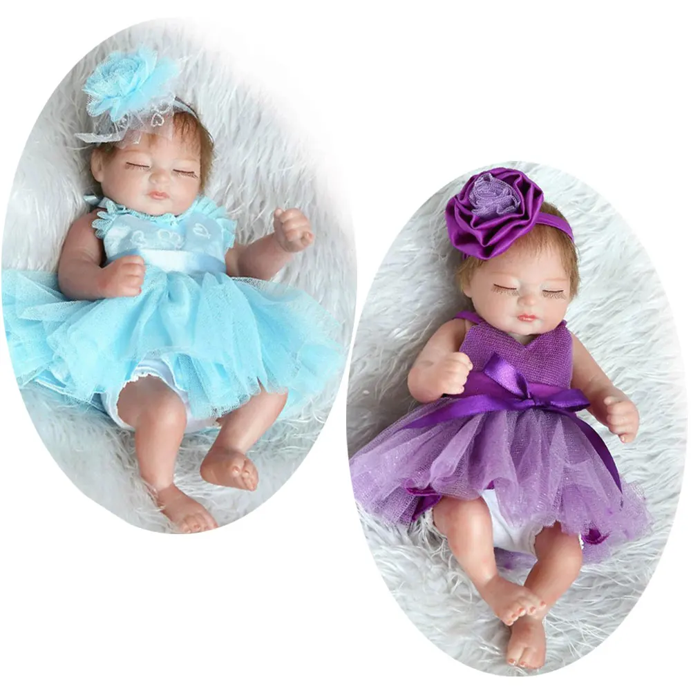 

10inch 100% Full Body Silicone Reborn Dolls Lifelike Toys Newborn Boneca Skirt Realista Newborn Juguetes Toys Doll Brinquedos
