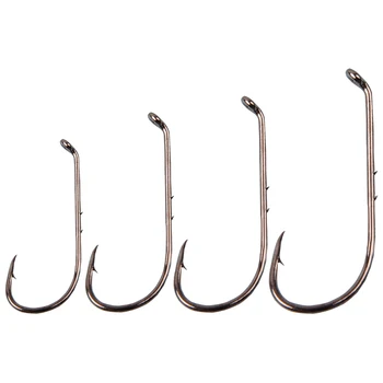 

300Pcs 9292 High Carbon Steel Fishing Hook Offset Long Barbed Shank Baitholder Hooks For Trout Salmon Worm Fishing