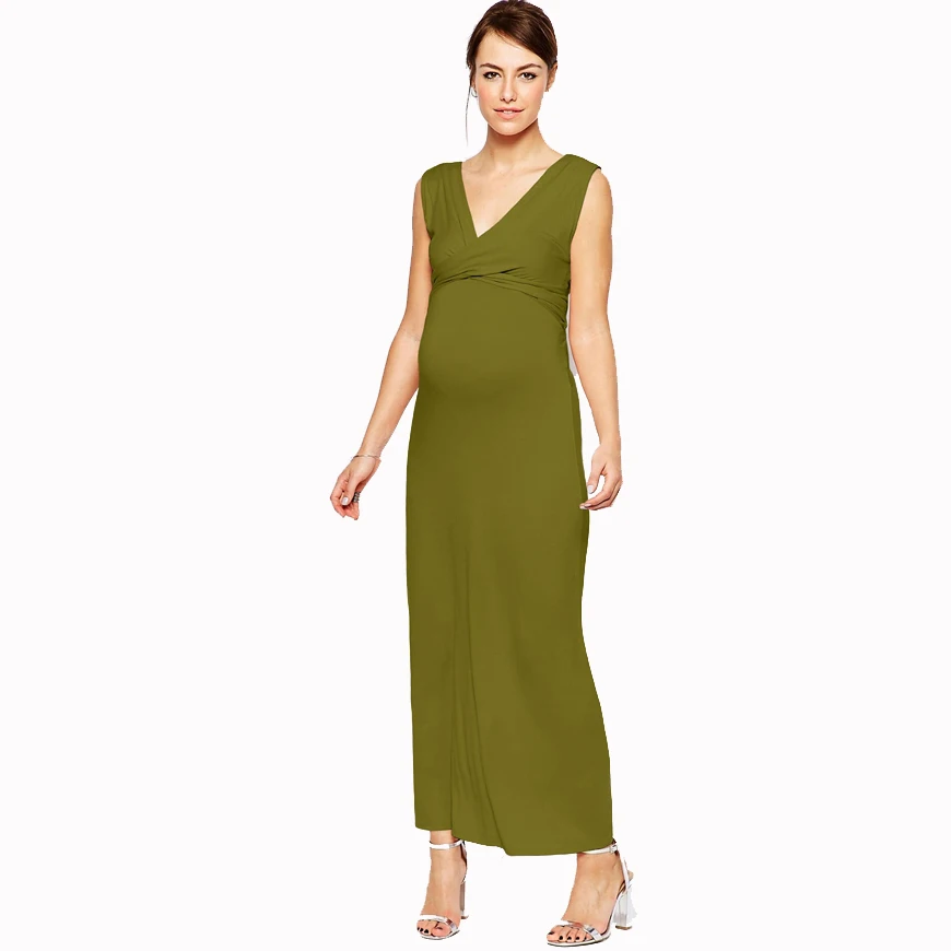 Front Deep V Neck Criss-cross Maternity Maxi Dress Sleeveless Long Pink Green Wedding Evening Dress for Working Pregnant Women Front Deep V Neck Criss-cross Maternity Maxi Dress Sleeveless Long Pink Green Wedding Evening Dress for Working Pregnant Women