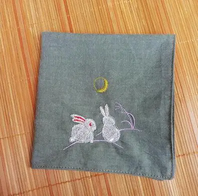  Pure cotton children's cute white rabbit embroidery handkerchief custom-made national wind handcuff