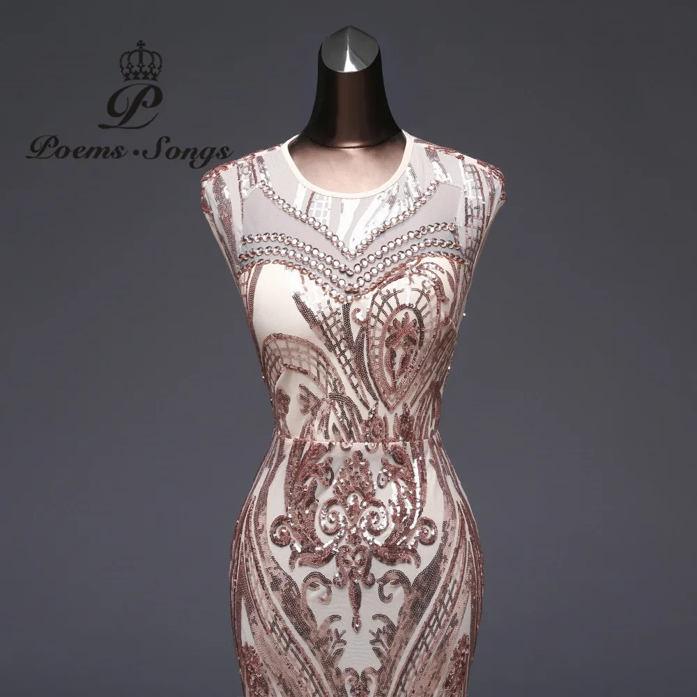 Sequin Mermaid Evening Dress Backless #3