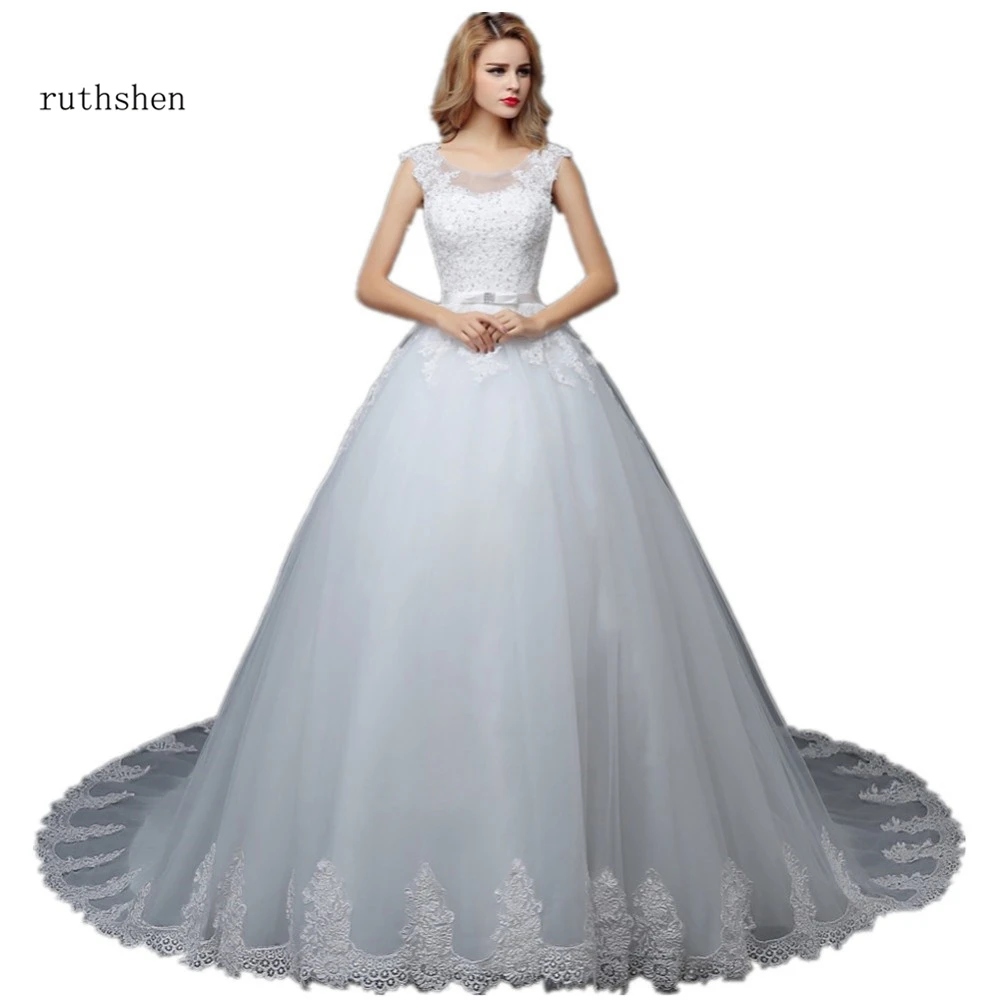 

TIANMIYUEDING Vestidos De Noiva 2017 Cap Sleeves Ball Gown Wedding Dresses Sequined Lace Appliques Luxury Bridal Gowns