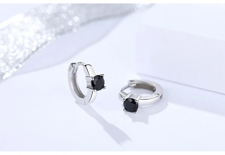 Женские серьги кольца TOTASALLY из 100% серебра 925 пробы с черным