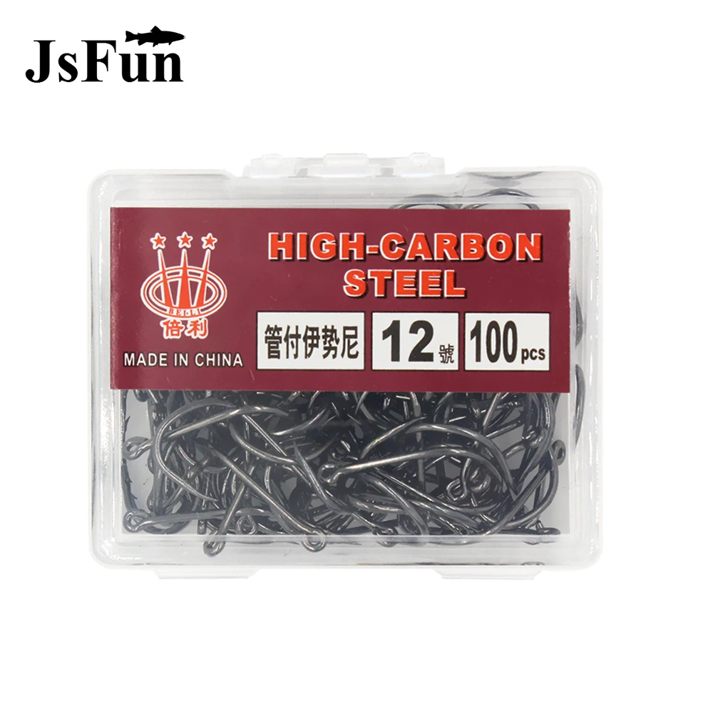 JSFUN 100pcs font b Box b font Size 4 12 High Carbon Steel Fishing Hooks Jig
