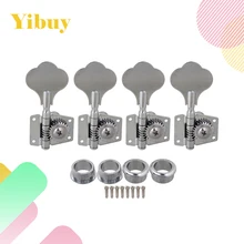 Yibuy 4R Chrome Bass Guitar Machine Heads Tuners / Elephant ear button