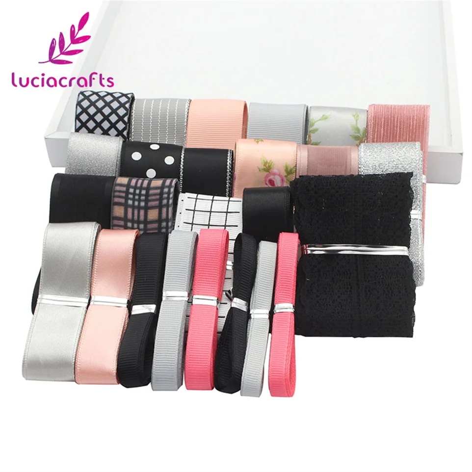 

Lucia crafts 25yards Grosgrain/Organza/Satin Ribbon Trim Lace for DIY Wedding Gift Packing Decor Material Accessory Q0202