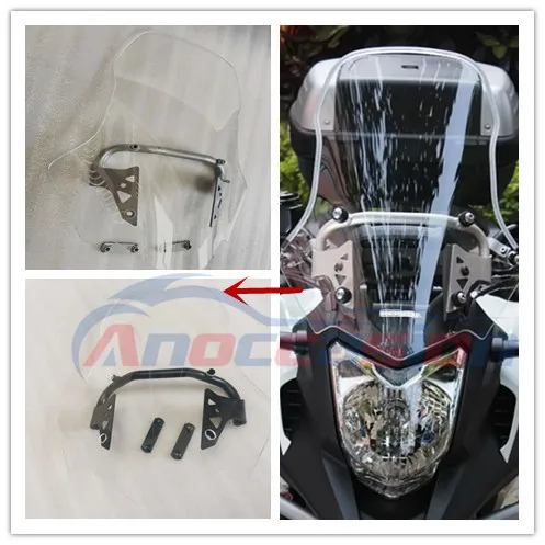 

ABS Motorcycle Clear 50CM Windshield Windscreen Deflector Airflow W/ Bracket Support Mounting For Honda NC700X NC750X 2012-2015