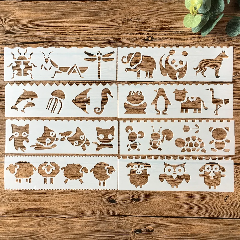 

New 8Pcs/Set 18cm Animals Panda DIY Layering Stencils Painting Scrapbook Coloring Embossing Album Decorative Card Template