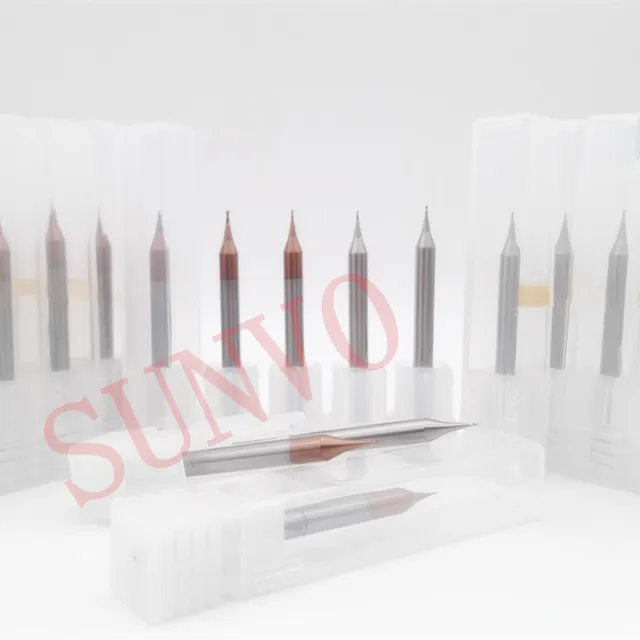 5pcs/set 0.2mm 0.3mm R0.1 R0.15 Real HRC55 For 2 flutes ball nose end mill milling cutter CNC router bit