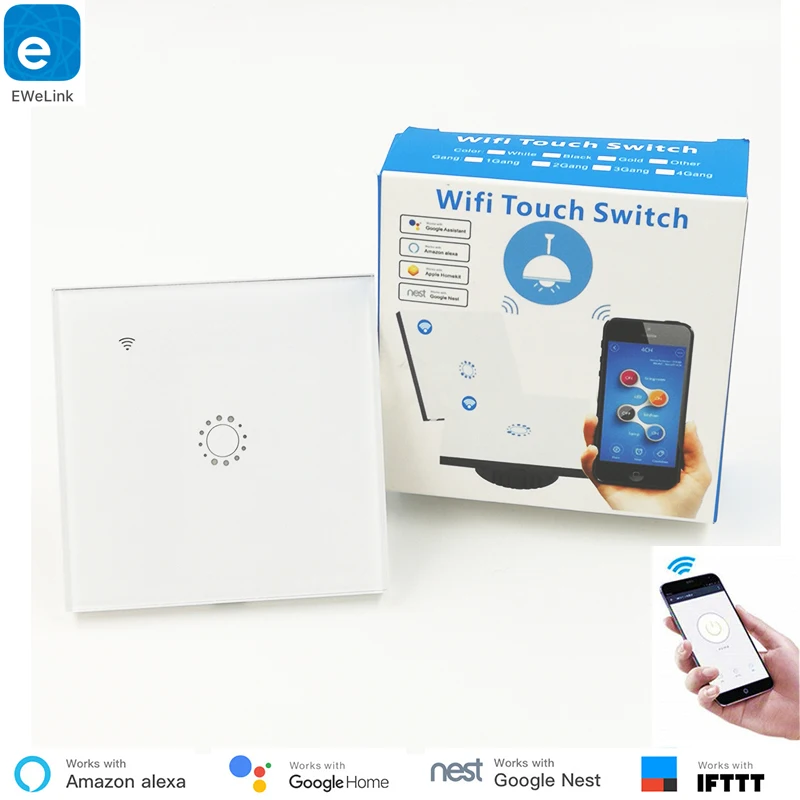 

Alexa Google Compatible WiFi Smart Light Switch Touch Remote Control eWelink App IFTTT Support WiFi Wall Switch Smart Home