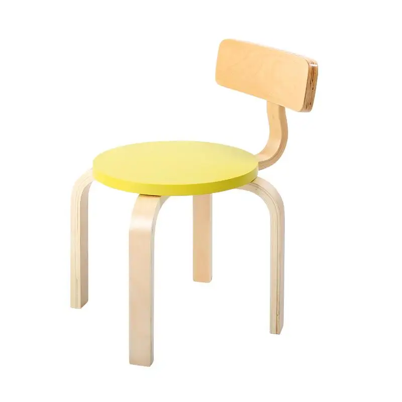 Children's study table and chair stool solid wood chair kindergarten baby study table and chair color fashion creative stool - Цвет: Color 4