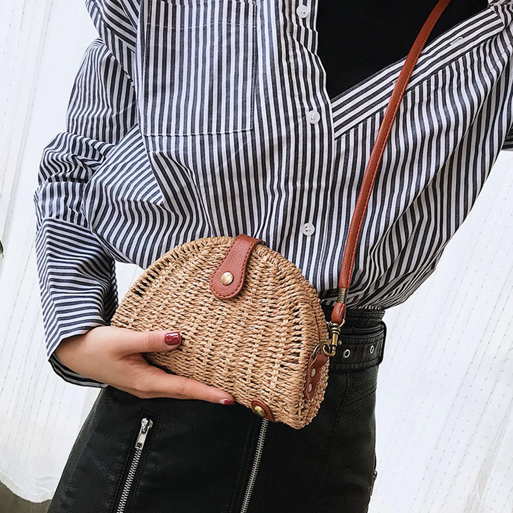 Пляжная сумка соломы Shell сумка Для женщин сумка небольшая Курьерские сумки дизайнер высокое качество сумка клатч кошелек