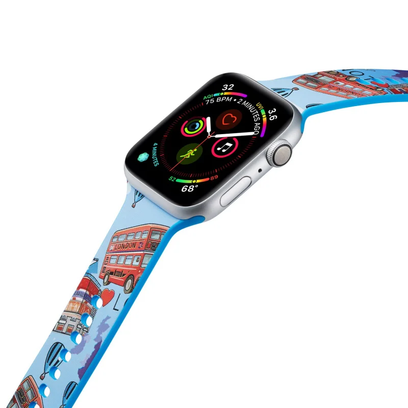 Спортивный силиконовый ремешок для часов Apple Watch 5 4 3 2 1 для iWatch 38 мм 42 мм 40 мм 44 мм мягкий ремешок мультяшный Фламинго браслет