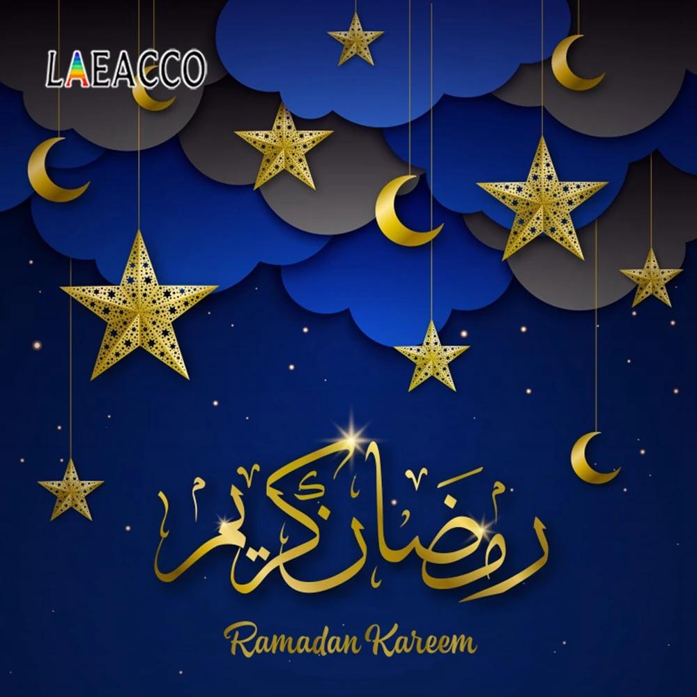 

Laeacco Ramadan Kareem Eid Mubarak Crescent Wreaths Scene Photographic Background Seamless Photography Backdrop For Photo Studio