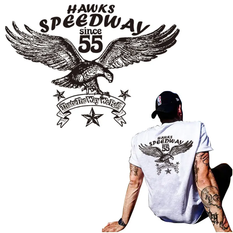 

fashion eagle iron on transfer for clothing 3D big patches iron on stickers Europe thermal heat transfer for diy men dress decor
