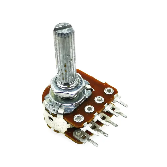 

1PCS Taiwan WH-148 25mm Audio Volume Potentiometer Switch Dual 8-pin with center tap B50K B100K TB503X2 TB104X2