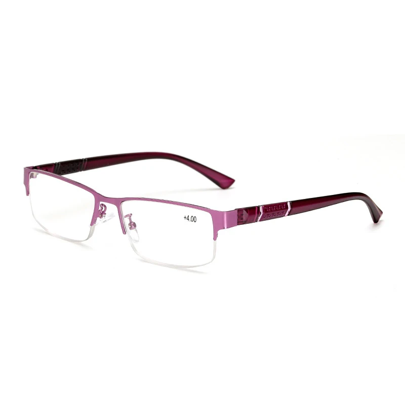 Zilead Сплав Мужские полурамки очки для чтения бизнес прозрачные линзы пресбиопические очки при дальнозоркости+ 1. 0.+ 4,0 унисекс - Цвет оправы: purple