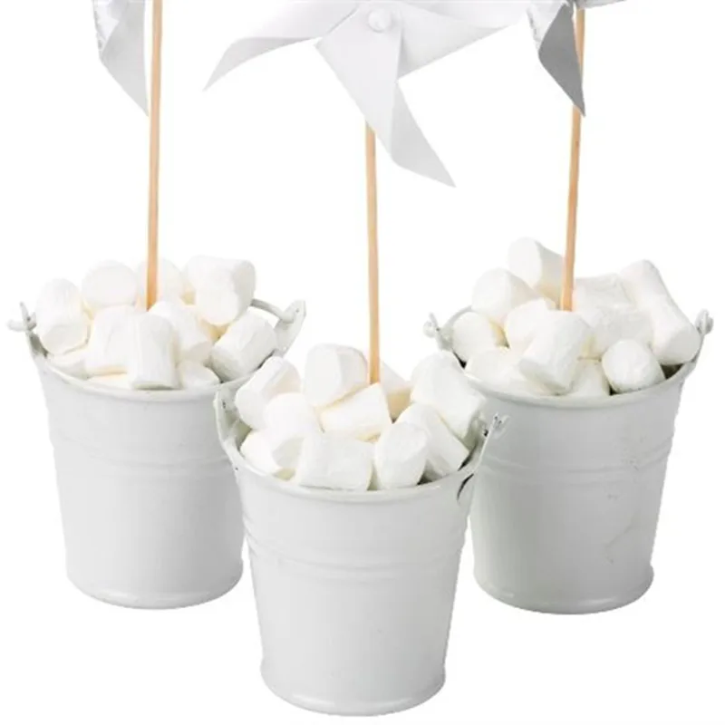 250pcs 2inch Mini Tin Pails Favors Boxes Mini Bucket Candy Boxes Cute