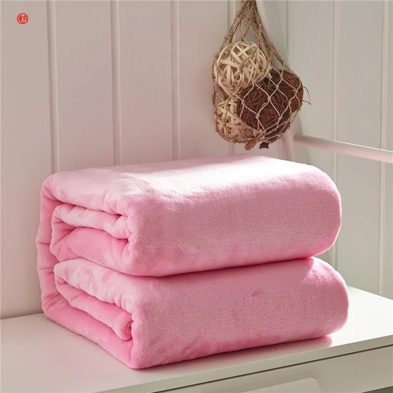 

Home textile fleece blanket super warm soft blandets throw on sofa/bed/plane travel patchwork solid bedspreads blue 200*230cm