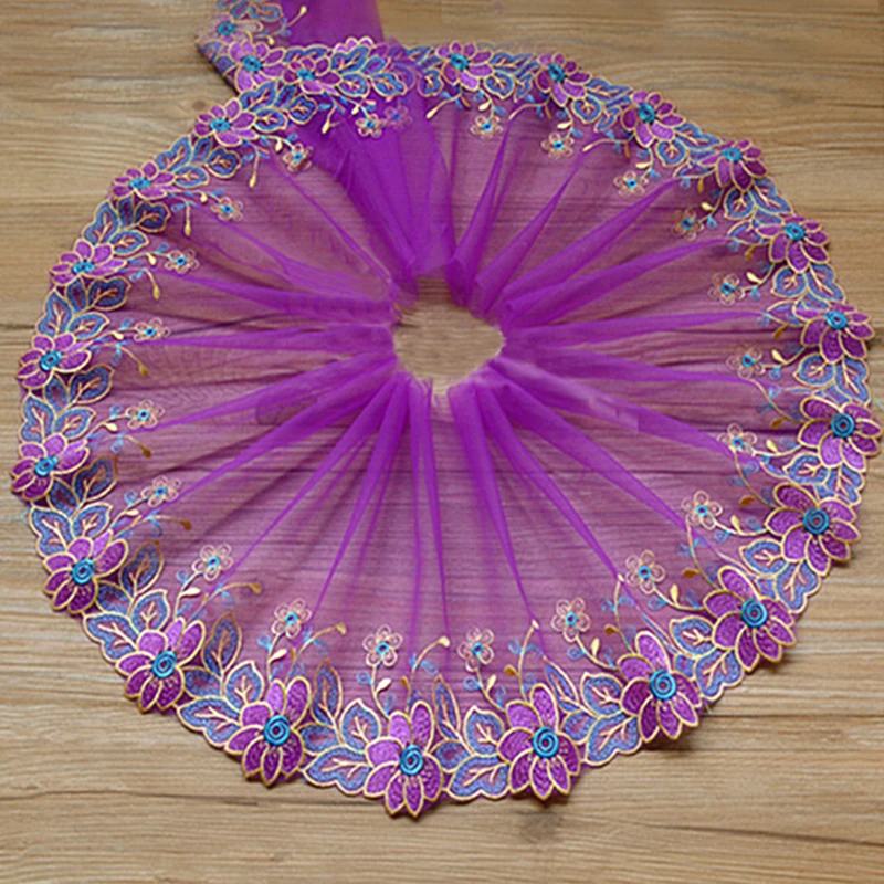 1yd 20 см кружевная ткань цветок цветная вышитая, сетчатая, Тюлевая кружевная отделка для шитья ручной работы DIY аксессуары для одежды