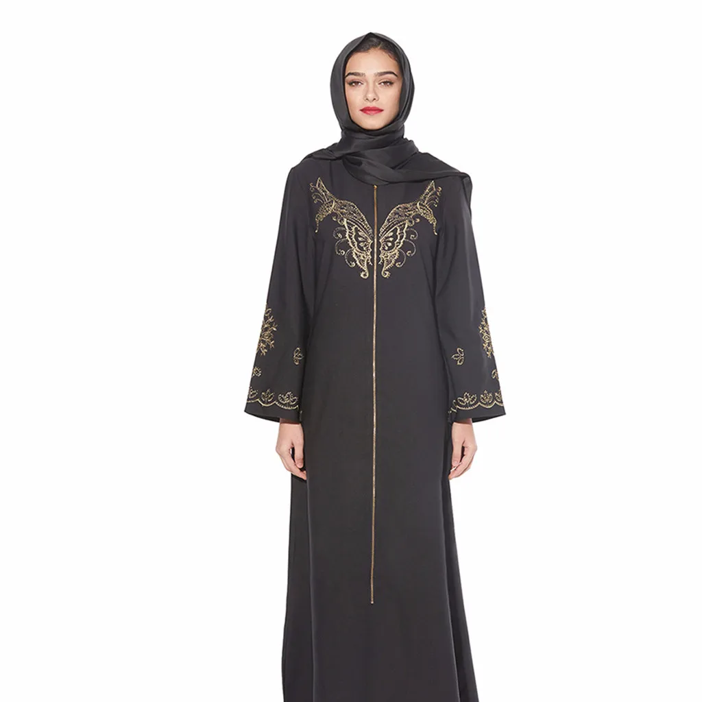 Большие размеры с принтом мусульманское длинное Повседневное платье MyBatua abaya с хиджабом Jilbab Исламская одежда макси мусульманская Embrodiery DressY57
