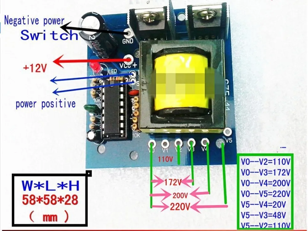 

DC-AC Converter 12V to 110V 220V AC 150W Inverter Boost Board Transformer Power