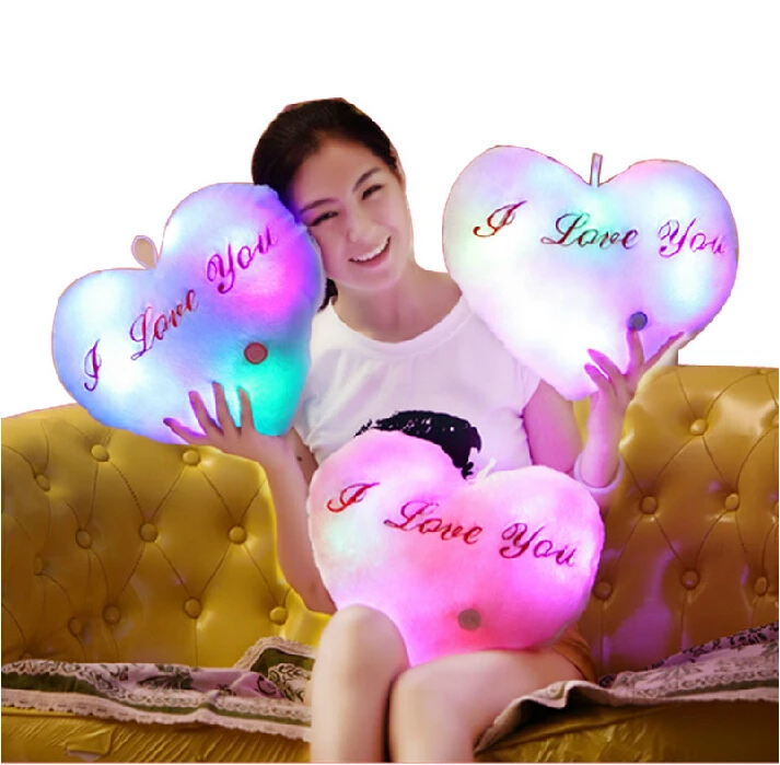 

Free shipping Colorful luminous hold pillow plush toys wholesale and retails the heart style Shining Kawaii Plush