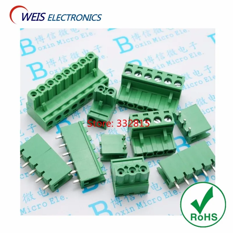 

100sets 2EDG 5.08mm plug + socket 2P 3P 4P 5P 6P 7P 8P (90 degree bent LEG) splice connector terminal ROHS Free shipping